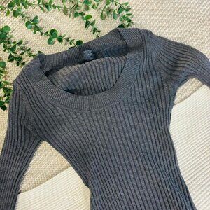 Love Always - Grey Long Sleeve Off Shoulder Sweater Top